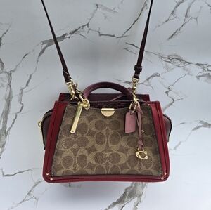 Coach Mini Crossbody Bag, Red and Brown with Gold Accents